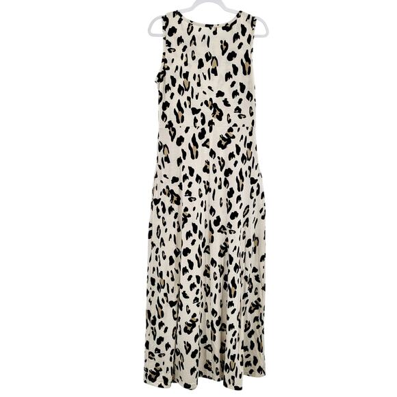 Tickled Teal Off White Cheetah Print Sleeveless Tank Maxi Dress Women's Size M - Picture 2 of 9